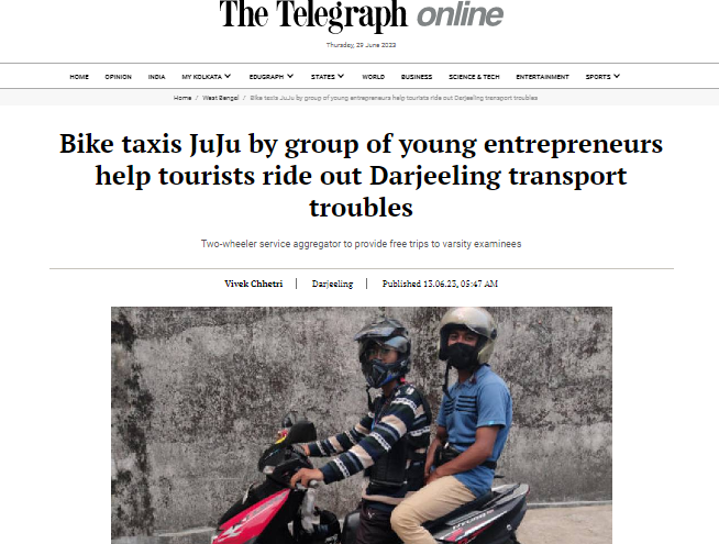 Bike taxis JuJu by group of young entrepreneurs help tourists ride out Darjeeling transport troubles